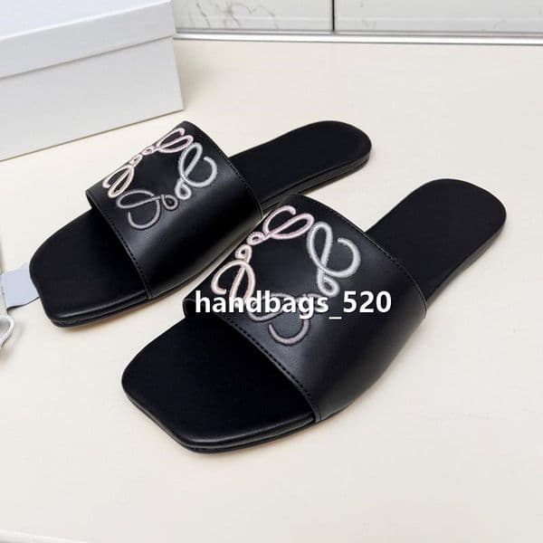 Designer Sandals Embroidered Pattern High quality Genuine Leather Womens Sandals Summer Beach Casual Flat Slippers Sliders women ladies Scuffs