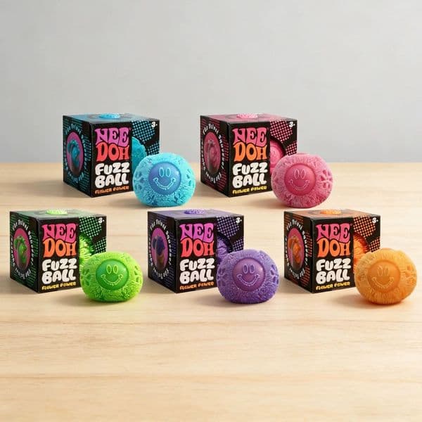 Nee Doh Fuzz Ball Blind Box Cute Smiley Face Flower Shape Soft Non Sticky Stress Relief Squeeze Toy For Office Home Kids Adults BY SEA