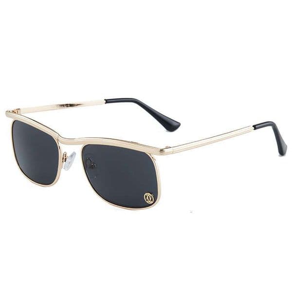 Designer Metal Sunglasses UV400 Gradient Flat Lens Modern Unisex Eyewear With Box