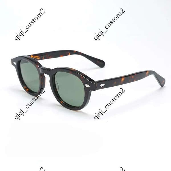 Top quality Jonny Depp polarized Sunglasses men women Vintage Round Tint Ocean Lens acetate transparent frame Sun Glasses Oculos De Sol wit leater