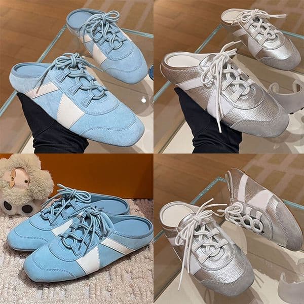 Women New Arrivals 1AK5B Open Back Sneakerina made of sweatshirt fleece open back sneaker ballerina suede calf leather casual look shoes