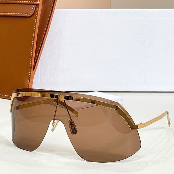 27SS Women Morning Shade Sunglasses in Metal CL40350U Fashion Oversized Mask Frame Smoke Lenses Glasses Womens Half Frame Wrapped Sunglasses with Original Box
