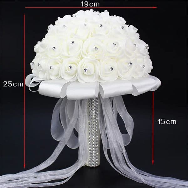 Bridal wedding bouquet foam artificial flowers white rose bouquet white hand-thrown flowers