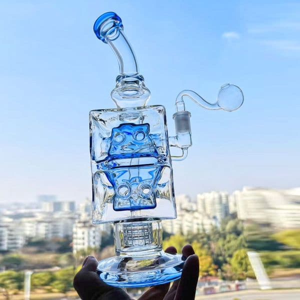 Mobius Big Glass Bong Water pipes Hookahs Recycler Double Swiss Perc Heady Oil Water Bongs With 14mm Bowl