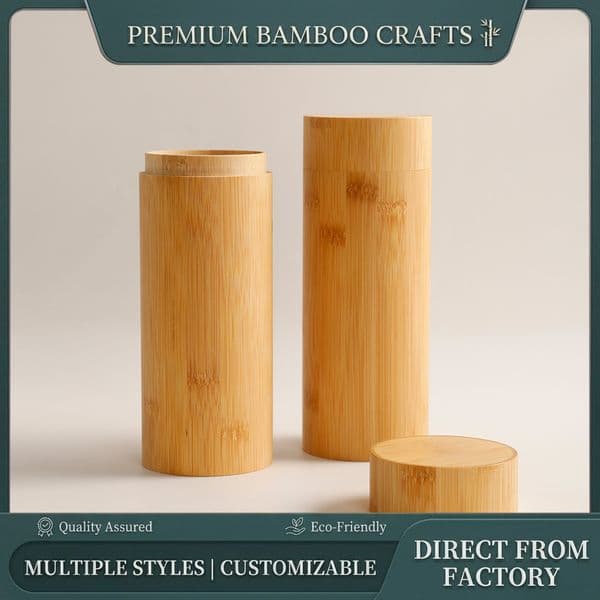6.5*16.5cm Natural Bamboo Glasses Case, Cylindrical Bamboo Eyeglass Storage Box, Pressure-Proof Portable Sunglasses Case