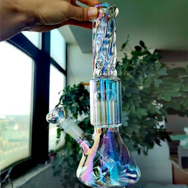 11.8inchs Colorful Glass Water Bongs Hookahs Arm tree Perc Straight Tube Bong Smoking Water Pipes Heady Bubbler With 14mm Bowl