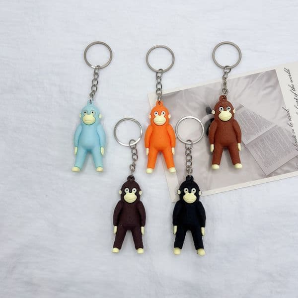 Kawaii Monkey Keychain Red Orange Pendant Cute Animal Backpack Accessory Adorable Keychain Creative Toys For Kids Birthday