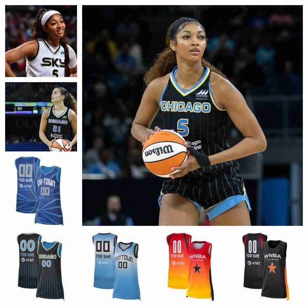 stitch WNBA Chicagos Sky Jersey Angel Reese basketball jersey Sevgi Uzun Elizabeth Williams Hailey Van Lith Ariel Atkins Kamilla Cardoso Kia Nurse Onyenwere West