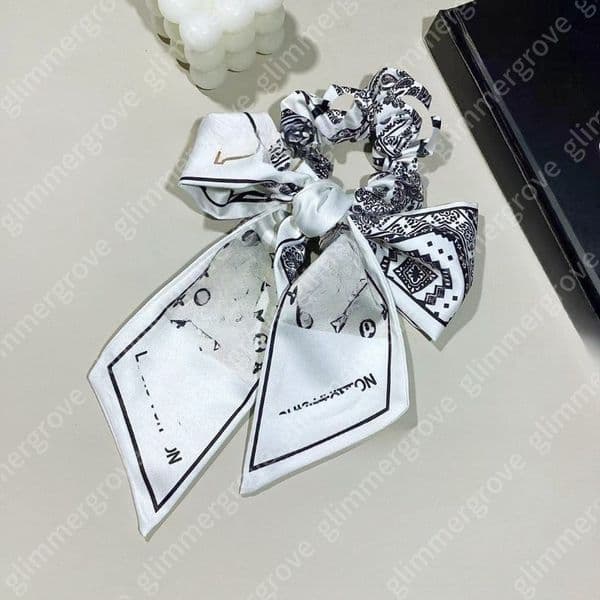 Luxury Satin Hair Scrunchie Designer Style Bow Hair Band Elegant Women Hair Tie High Quality Elastic Hair Accessories Multiple Styles Mix Order Available