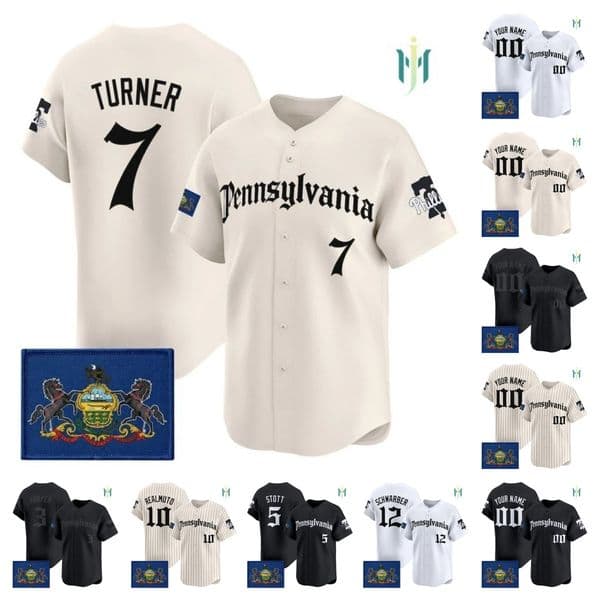 Bryce Harper Edmundo Sosa Alec Bohm Trea Turner Bryson Stott J.T.Realmuto Jason Kelce Kyle Schwarber 2026 men's custom baseball jerseys - all stitched all size women kids