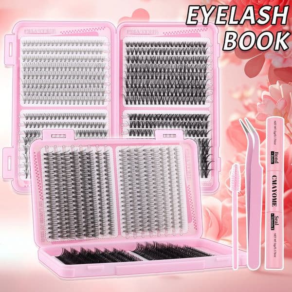 640Pcs DIY Cluster Lashes Kit with Lash Bond and Seal Strong Hold Fluffy Wispy Thick Wispy Individual Eyelashes Easy Application Lashes for Women Daily Use & Party