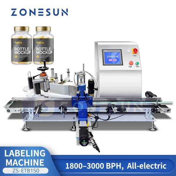 ZONESUN ZS-ETB150 Fully Electric Desktop Essential Oil Moisturizing Round Bottle Labeling Machine