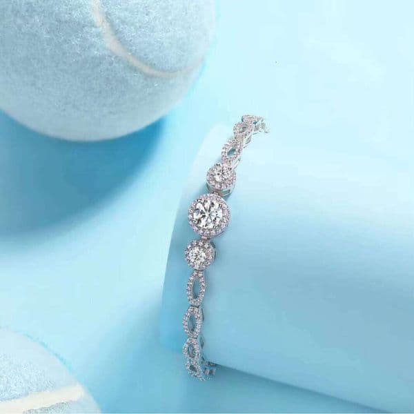 S925 Pure Silver Platinum Plated Moissanite Light Luxury Chain & Link GRA Certified Hearts Eight Diamonds Bracelet 3.6ct