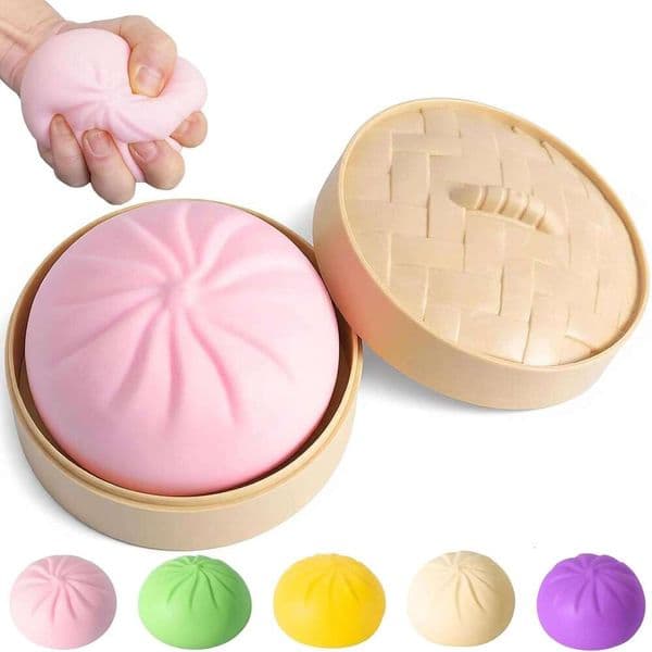 Squishy, Mystery Squishy Dumpling Box, Sensory Ball Squeeze Toys for Stress Relief, Cute Soft Decompression Dough, Easter Gift Pink 2ad