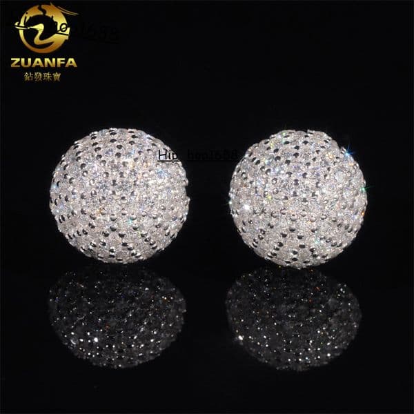 New 2025 Model Unisex 925 Sterling Silver Fashion Jewelry Moissanite Hip-Hop Ball-Shaped Stud Earrings