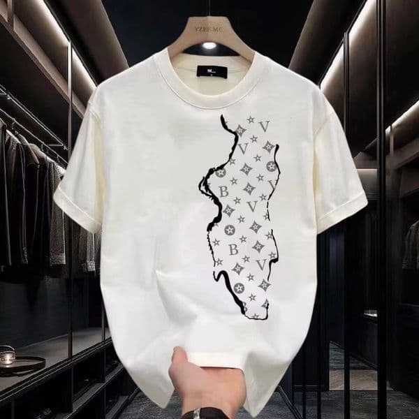 Luxury Designer Men's Fashionable Simple Pure Cotton Letter Printed Men's Short Sleeved T-shirt Fashion Brand Casual Round Neck Slim Fit Youth T-shirt