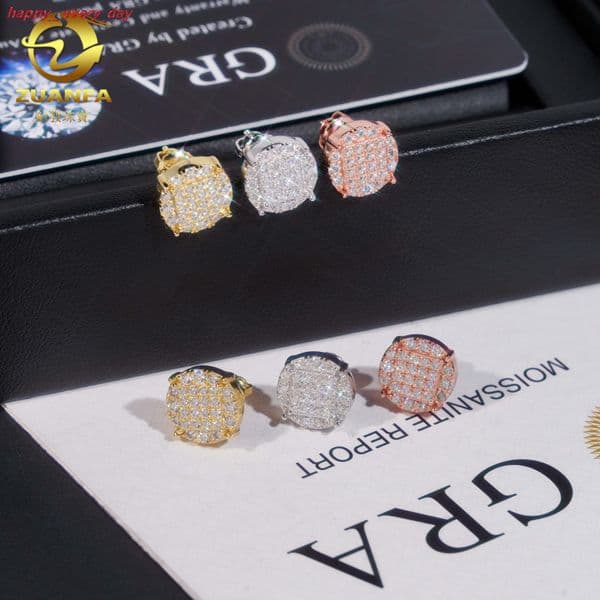 New Jewelry S925 Silver Hip Hop Accessories DF Moissanite Earrings Unisex
