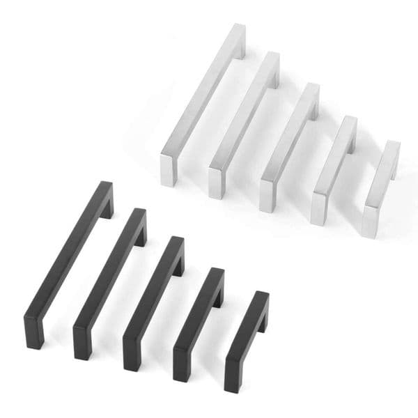 2PCS Stainless Steel Square Black Furniture Exterior Handle Wooden Door Pulls for Kitchen Cabinet, Closet, Drawer, Sliding Doors