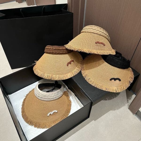 Summer Empty Top Sun Visor Designer Straw Hat Women Outdoor Visor Adjustable Casual Luxury Beach Sunhat Baseball Sport Hats