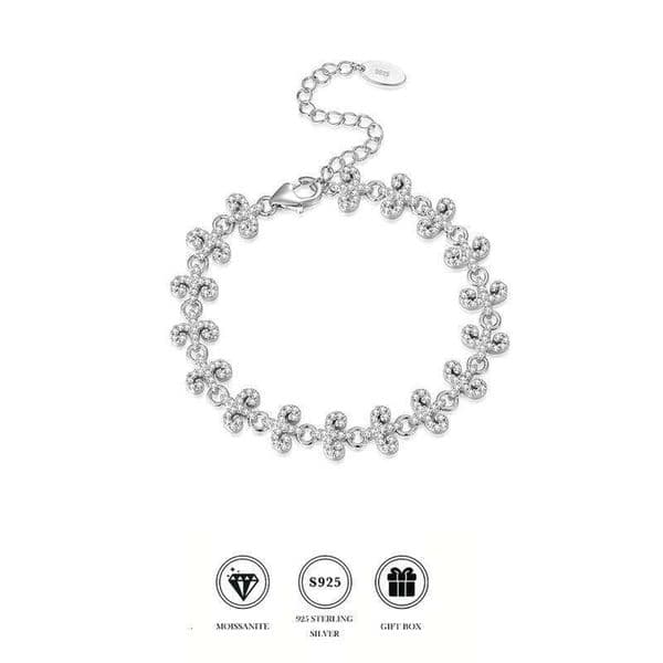 S925 Sterling Silver Cubic Zirconia Full Diamond Adjustable Bracelet, Fashion Hip-Hop Jewelry for Men and Women
