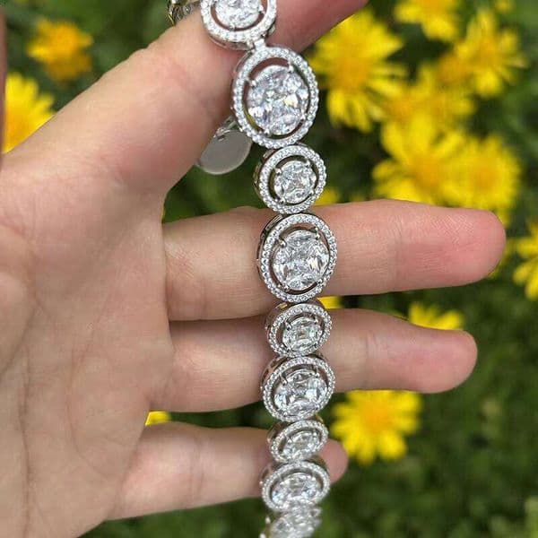 Original 925 Sterling Silver Vintage Bracelet with Cubic Zirconia for Gift Joyas De Plata Jewelry