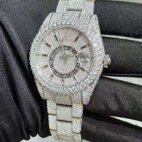 Hot Selling New Stainless Steel Diamond VVS1 Mossonite Full Iced Out Luxury Men's 40mm Quartz 20mm Rose Gold Wrist Watch
