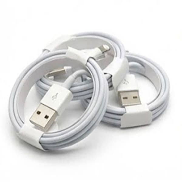 USB-A to Lightning Data Charging Cable 1M 3.3ft Power Cord for iPhone 14 13 12 11 X iPad 2.4A Fast Charge Durable White TPE Sync Wire Bulk Wholesale