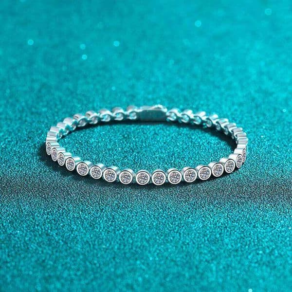 Xindeyi AZ1154-S Sterling Silver Moissanite Link Chain Bracelet for Women's Bubble Jewelry Is Exquisite Light Luxury High-end