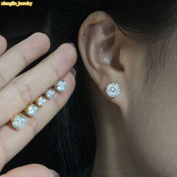 2026 New Men and Women Hip Hop Stud Earrings s925 Silver Inlaid Birds Nest Cut Moissanite VVS Stud Earrings