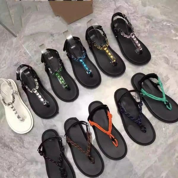 MM Designer shoes Women's Rhinestone Flip Flop Sandals, Comfortable Flat Thong Tie rope Sandals for Summer Beach Casual Wear