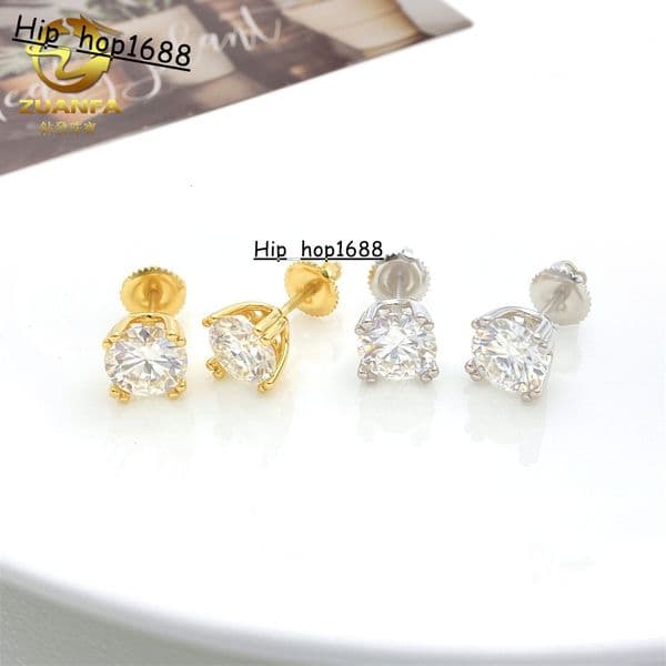 2026 New Mens and Womens Hip Hop Earrings s925 Silver Inlaid with Moissanite VVS Stud Earrings