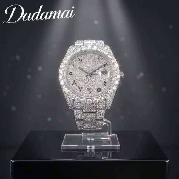 High Quality Fully Iced Moissanite Diamond Men's Luxury Hip Hop Style Automatic Mechanical Movement Stainless Steel Watch