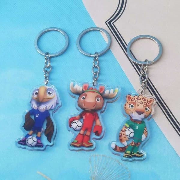 2026 US-Canada-Mexico mascot acrylic keychain, World Cup themed product, figurine, car pendant1