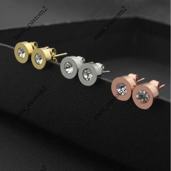 New Arrival Top Quality Diamond Cute Size Extravagant Style Ear Studs Women Jewelry Stainless Steel Earrings For Girl Lady Gifts Wholesale
