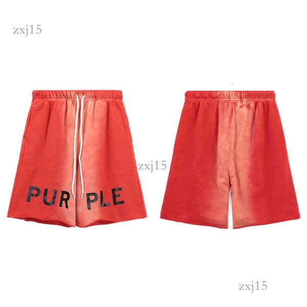 Washed Trendy Vintage Letter Casual Shorts Purple Short Fashion Trousers Brands Beach Quality For Men And Women High Street Elastic Five-Point 0C6