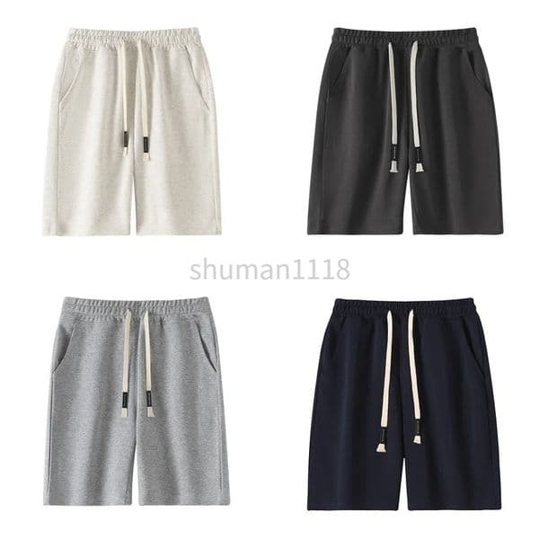 26SS new white corduroy cotton men sports shorts loose straight casual wide leg for Casual Looks Solid Color