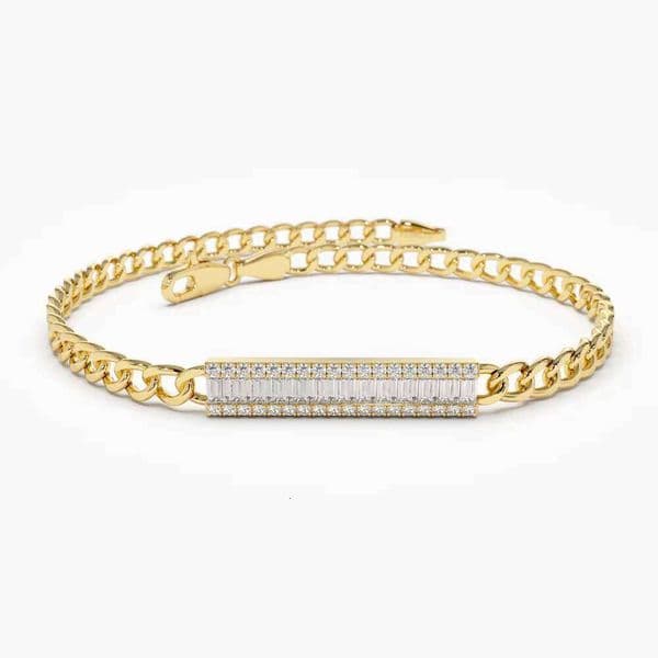 925 Sterling Silver 1.96ct Round Cut Moissanite Vintage Style Chain & Link Women's Bracelet by TISHYA DIAMOND