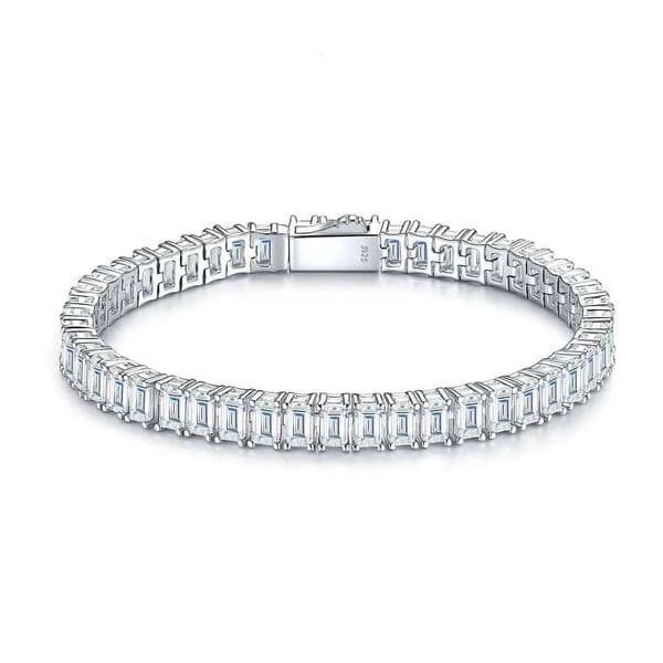 Luxurious S925 Sterling Silver Platinum Plated Jewelry Emerald Cut 3*5MM VVS GRA Moissanite Tennis Chain Fashion Bracelets