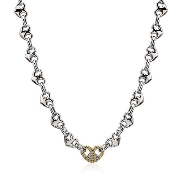 Ins 18K Gold PVD Plated Hollow Heart Chain Necklace CZ Heart Stainless Steel Necklace for Party