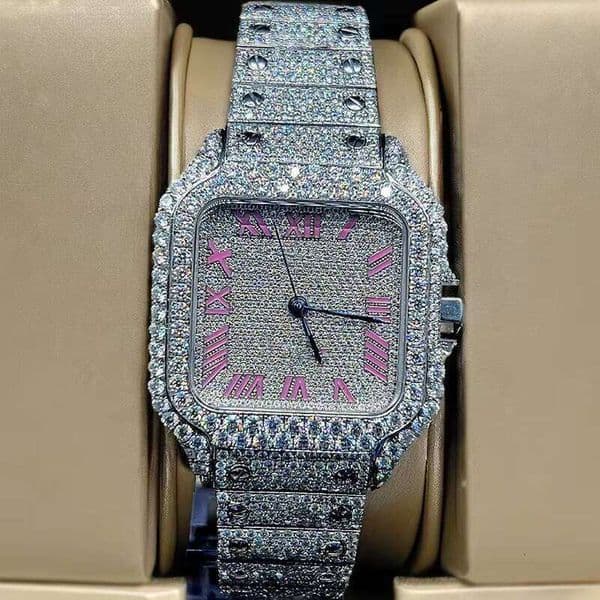 Luxurious Moissanite Diamonds Fully Iced Out Chronograph Hip Hop Watch for Men Featuring with Stainless Steel and Vvs Clarity