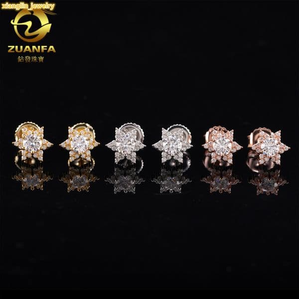 specializes in 925 silver moissanite sunflower earrings for men and women simple and elegant