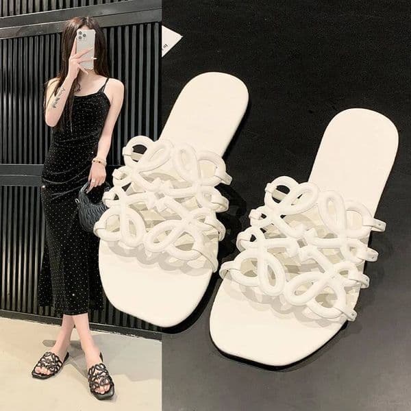 Free Shipping Large Size Women's Summer Outdoor Casual Beach Slippers Fashionable Single Strap Sandals Rubber Bottom Polyurethane Upgr
