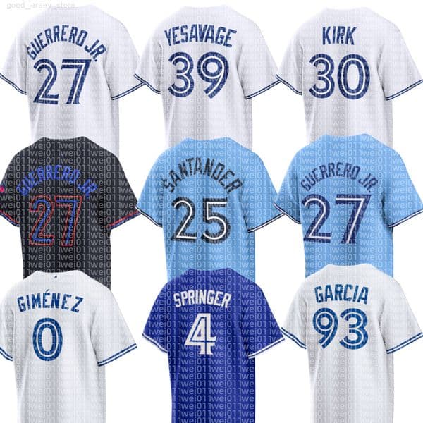 Blue Jays Baseball Jersey Vladimir Guerrero Jr George Springer Andres Gimenez Ernie Clement Trey Yesavage Addison Barger Alejandro Kirk Kazuma Okamoto Dylan Cease
