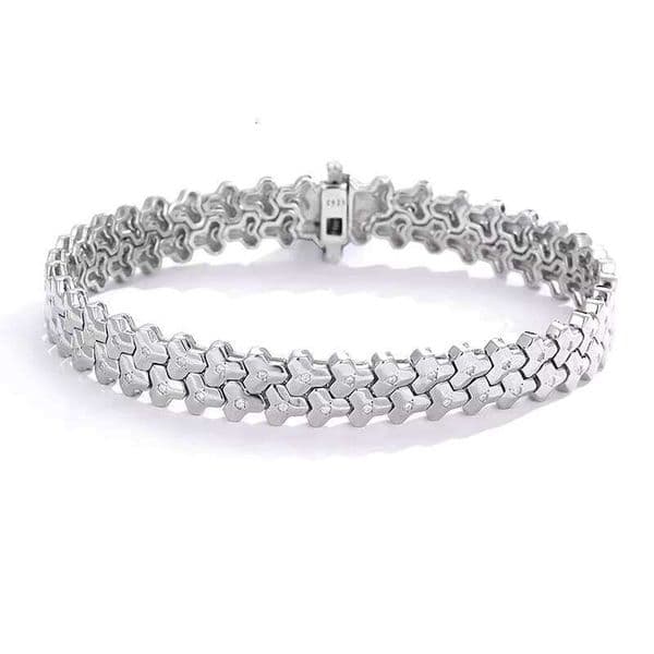 Fine Jewelry Triangle Link Moissanite 925 Sterling Silver Bracelet
