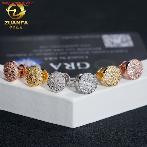 Bridal S925 Silver Round Moissanite Stud Earrings Wedding Engagement Fine Jewellery