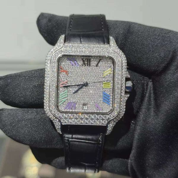 Bust Down Hip Hop Iced Out Watches Automatic Mechanical VVS Moissanite Watch Past Diamond Tester