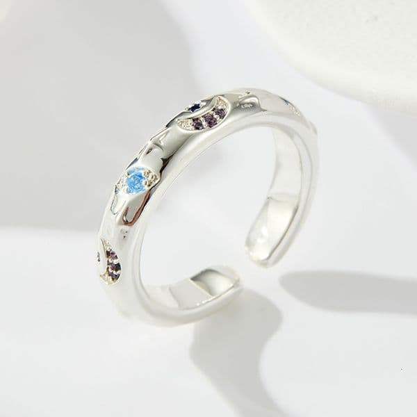 Cosmic Romantic Micro-Inlaid Colorful Zircon Open Ring, Fashionable and Versatile, A Must-Have for Trendsetters, Adjustable Index Finger Ring