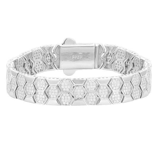 Elegant 925 Sterling Silver Moissanite Honeycomb Bracelet