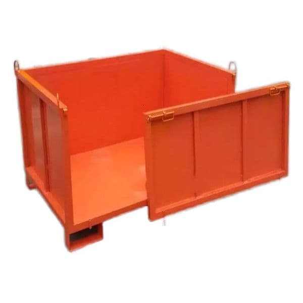 Heavy-duty metal storage work box, used scrap iron pallet packaging, capacity 1000kg, powder-coated, suitable for warehouse use