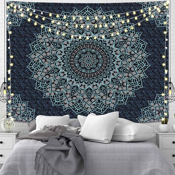 1pc Bohemian Mandala Tapestry, Retro Plant Flower psychedelic Tapestry, Hippie Style Room Decoration Wall Hanging